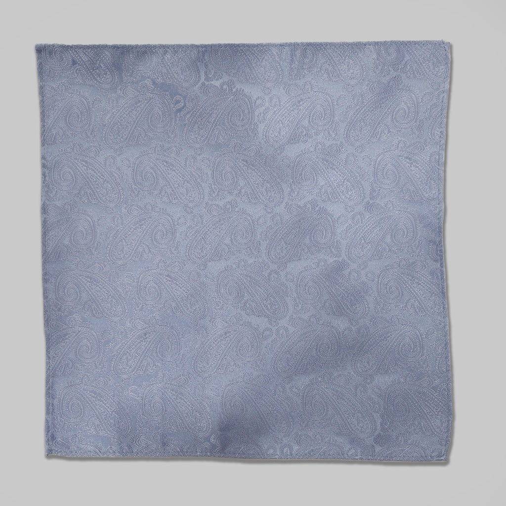 Paisley Print Tie and Hankie Set - Cornflower