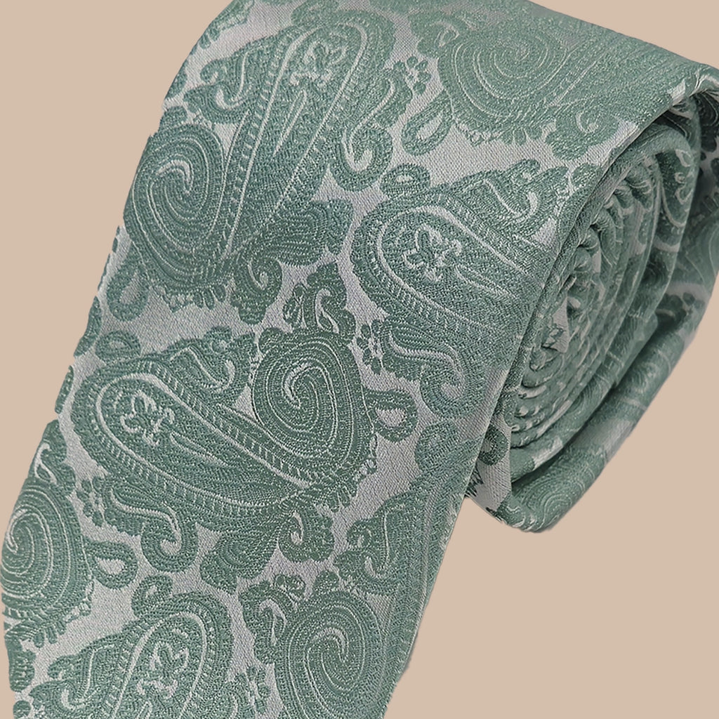 Paisley Print Tie and Hankie Set - Elderflower