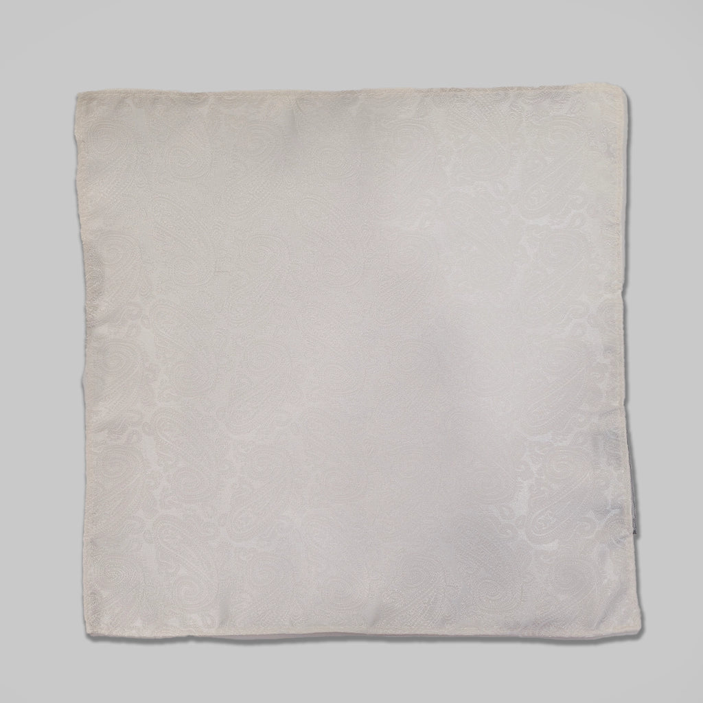 Paisley Print Tie and Hankie Set - Ivory