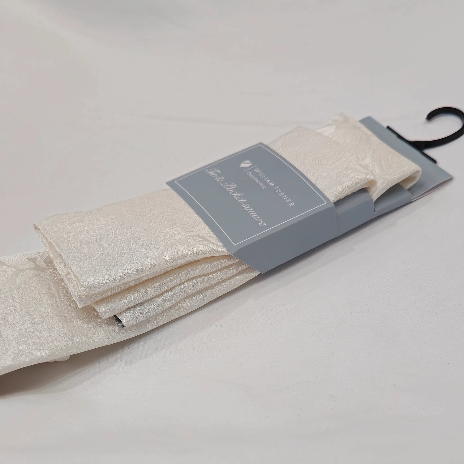 Paisley Print Tie and Hankie Set - Ivory