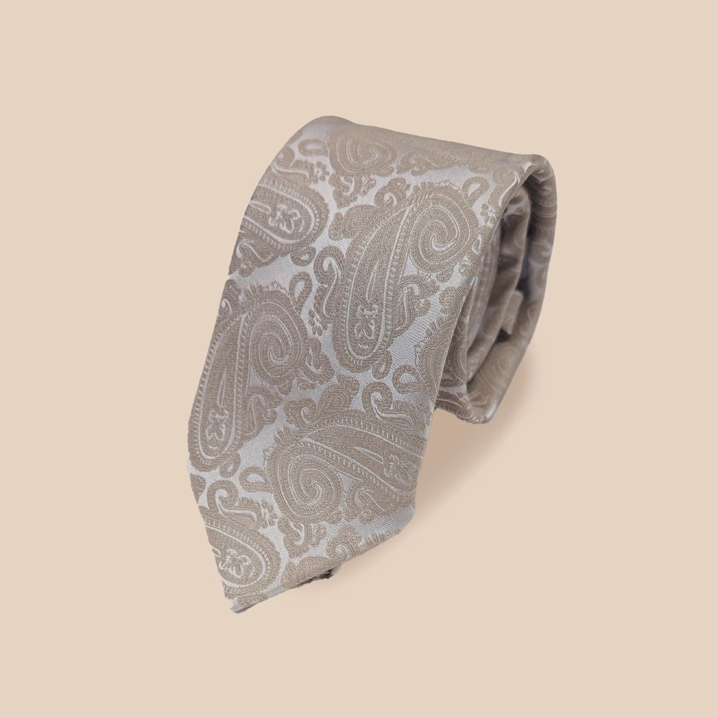 Paisley Print Tie and Hankie Set - Cava