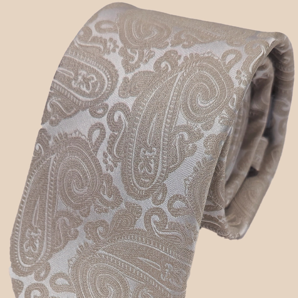 Paisley Print Tie and Hankie Set - Cava