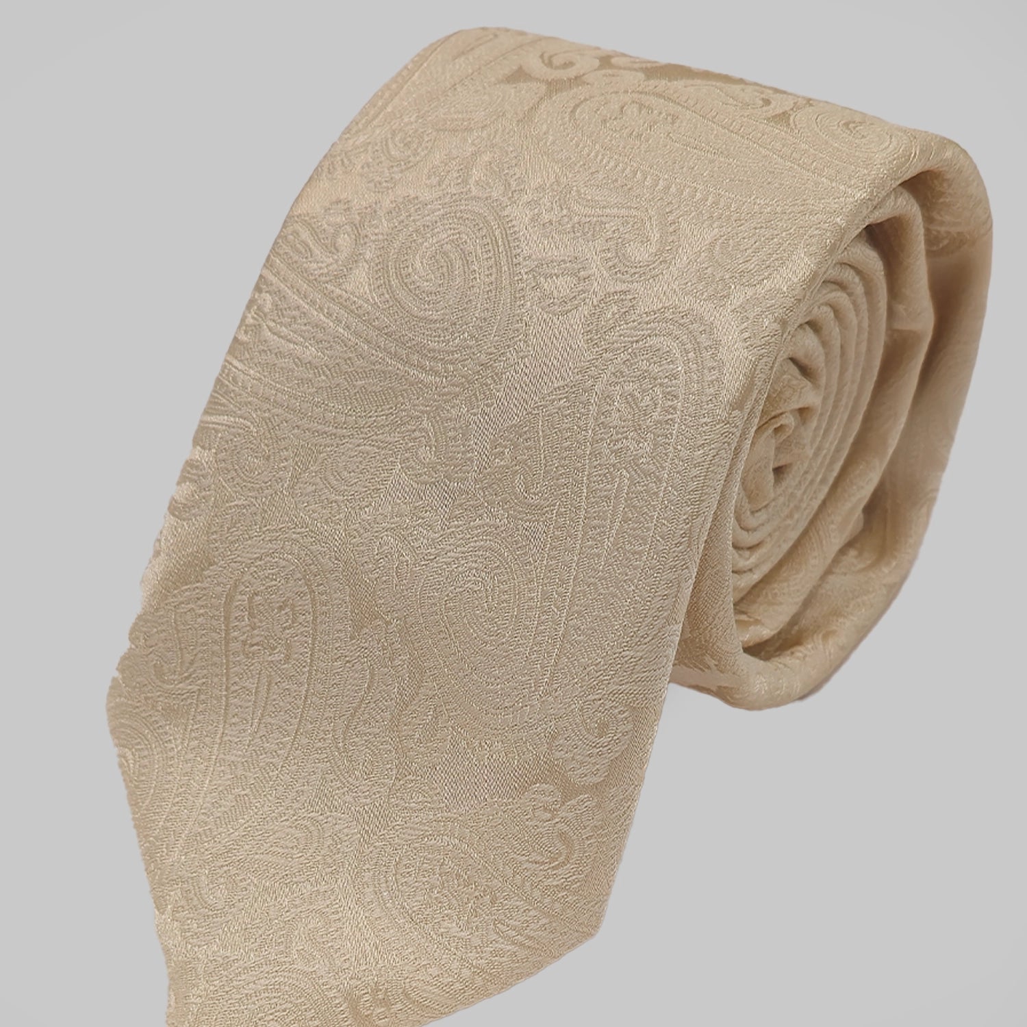 Paisley Print Tie and Hankie Set - Pale Gold