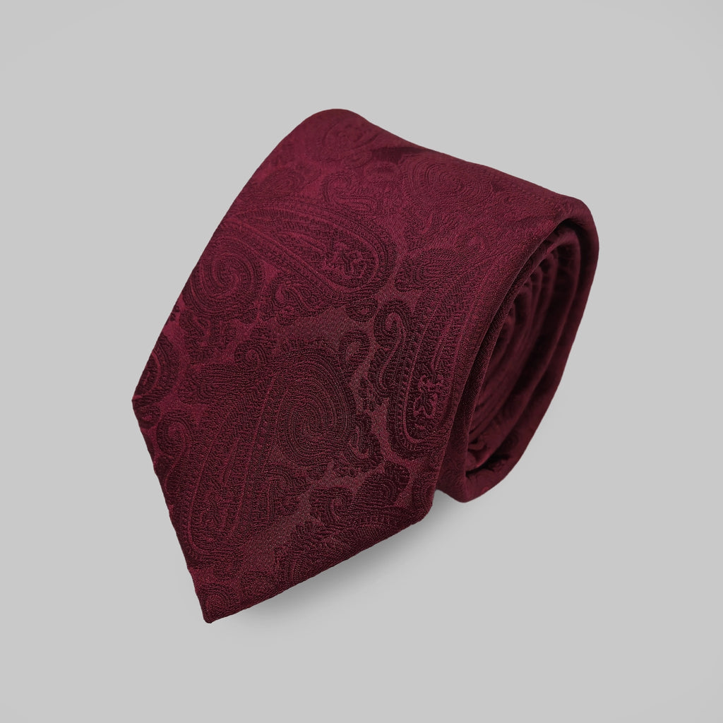 Paisley Print Tie and Hankie Set - Red