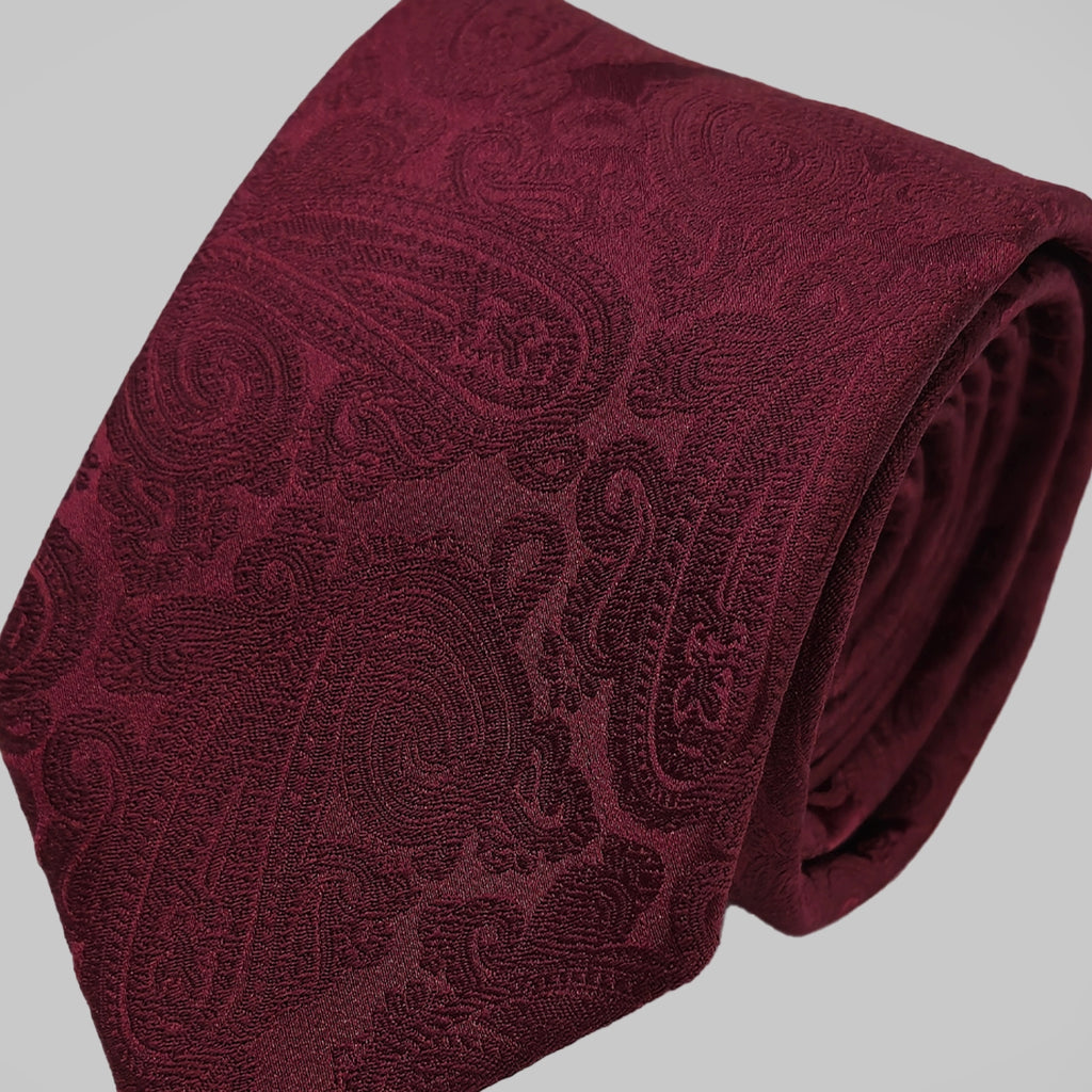 Paisley Print Tie and Hankie Set - Red