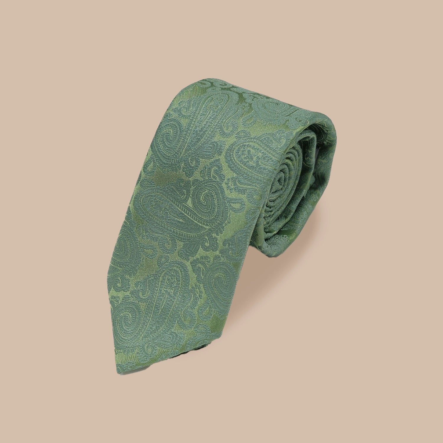 Paisley Print Tie and Hankie Set - Sage