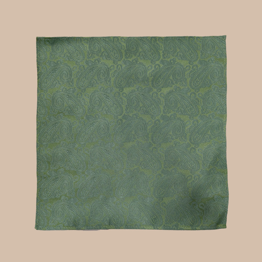 Paisley Print Tie and Hankie Set - Sage
