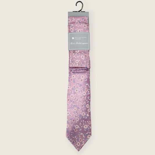 Tie and Hankie Set - Floral Pink I081810