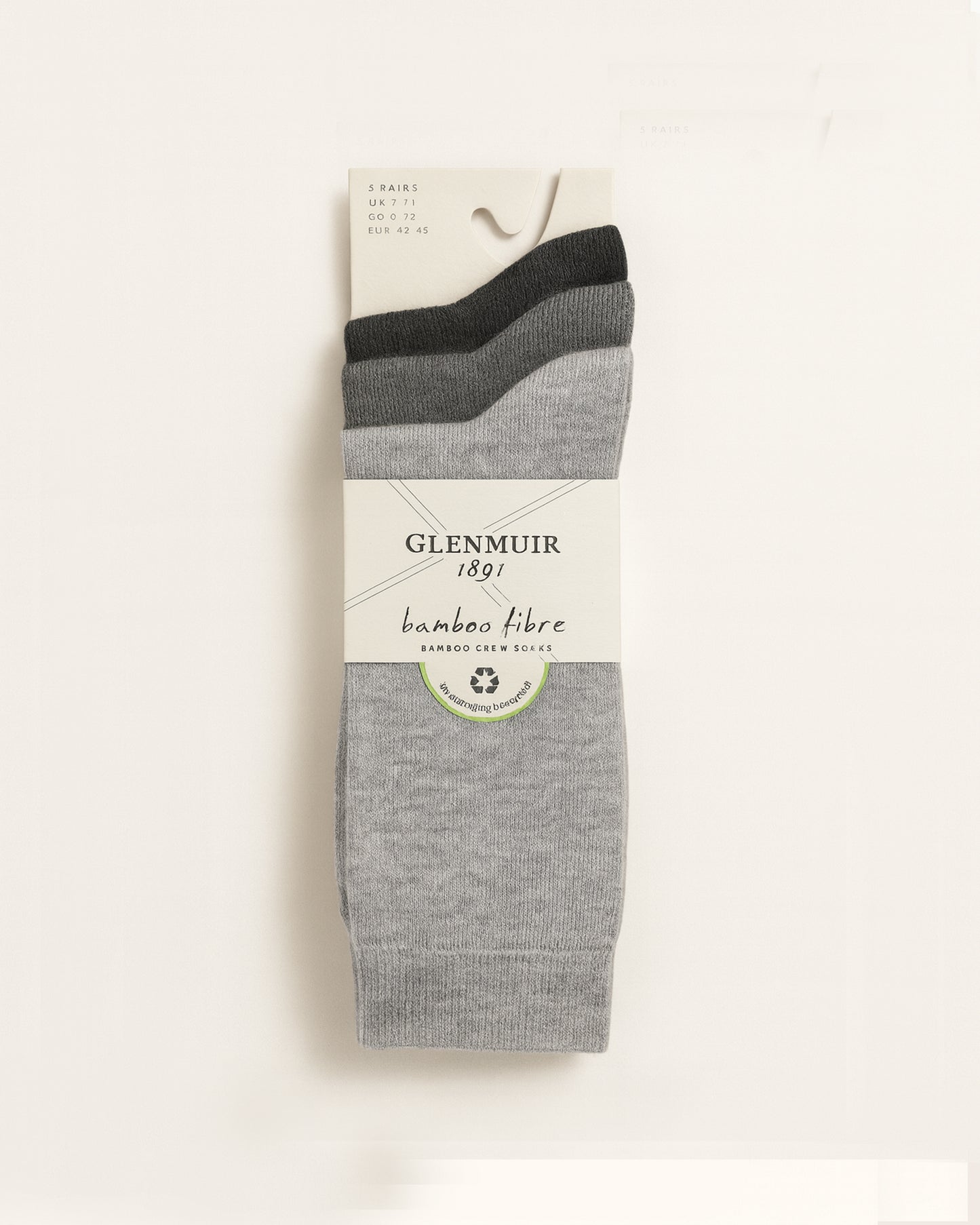 Mens Bamboo Classic Plain Socks 3-Pair - Assorted Grey