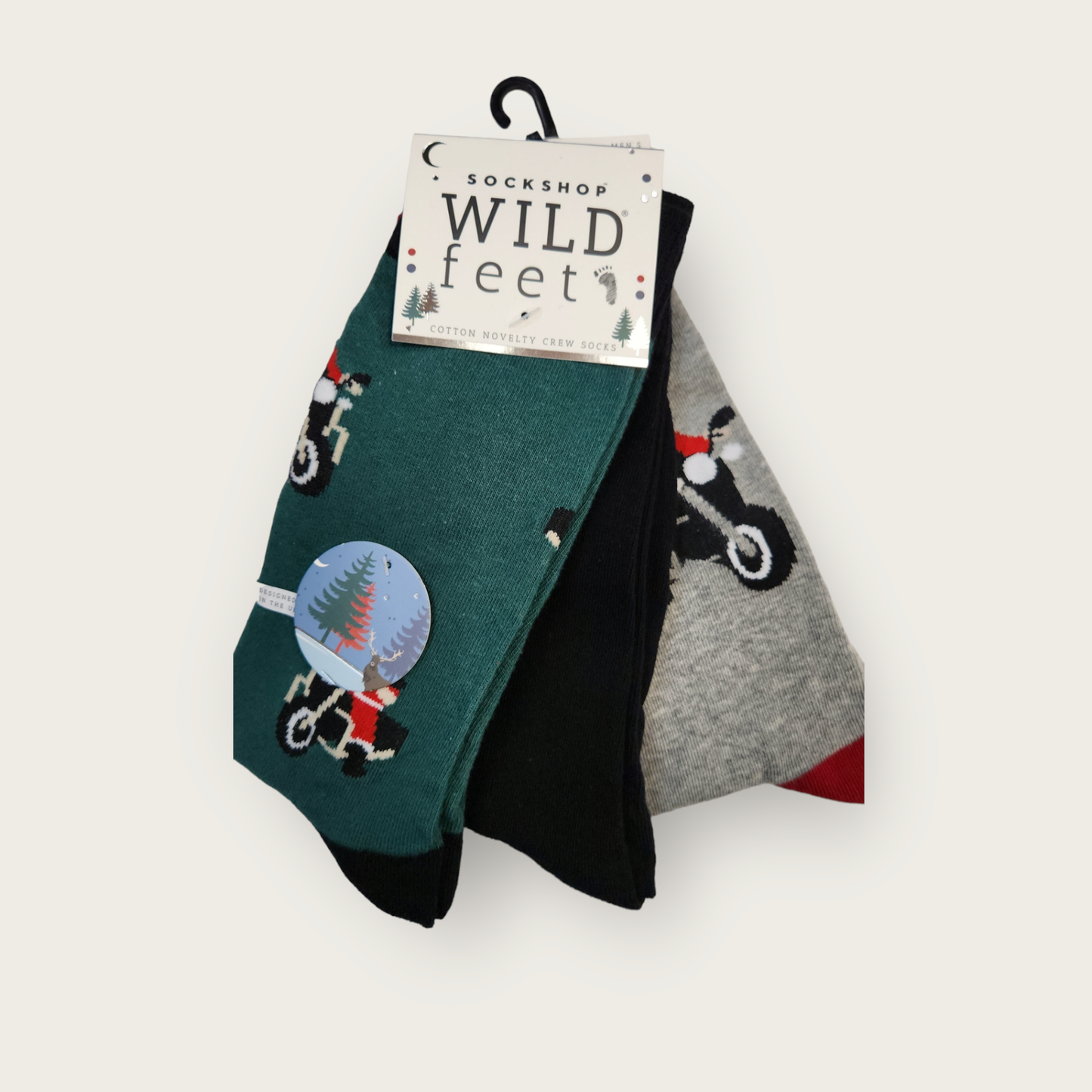Wild-Feet Novelty Christmas Socks - Motor-Cycle Santa