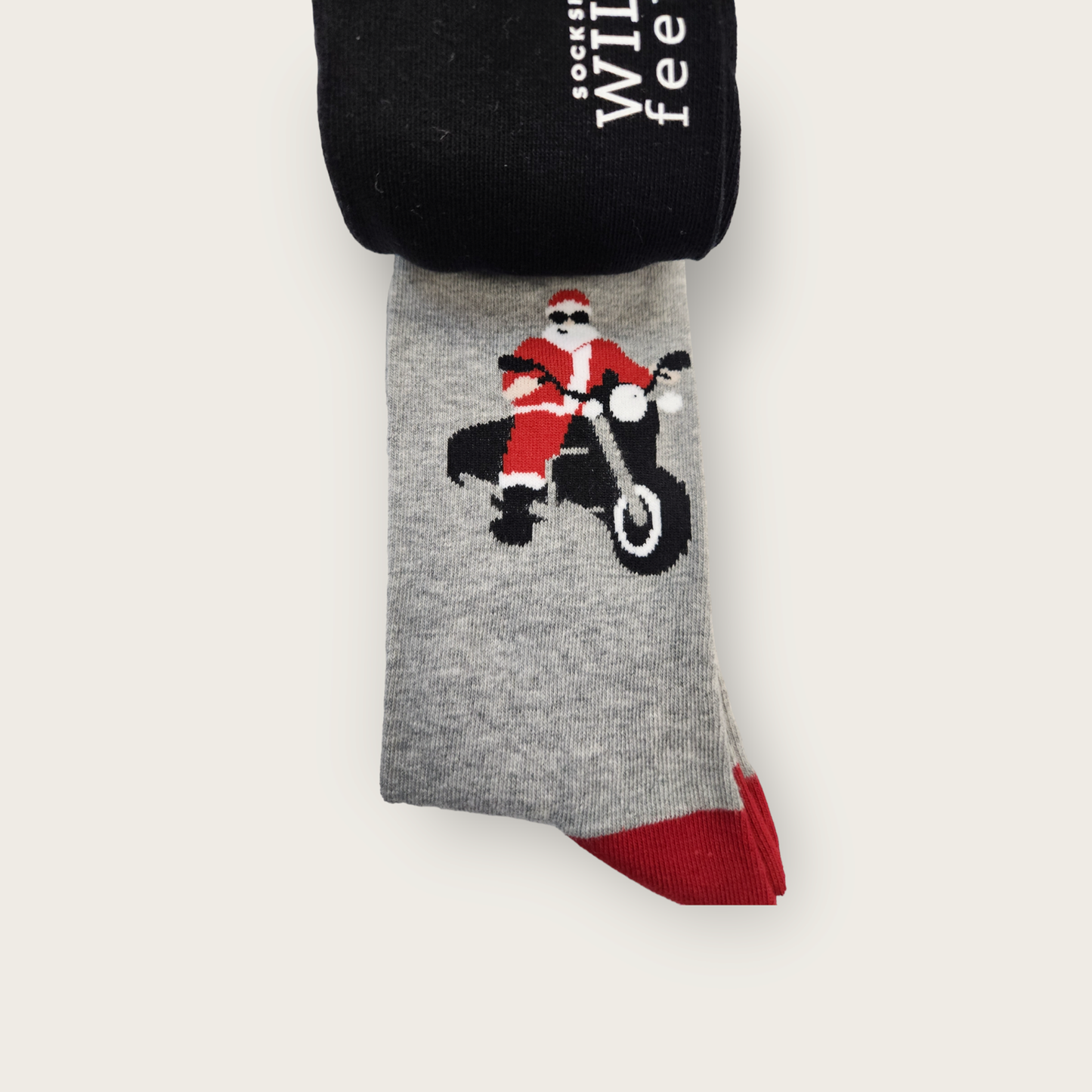 Wild-Feet Novelty Christmas Socks - Motor-Cycle Santa