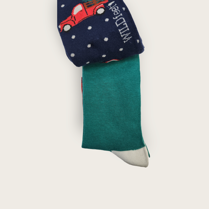 Wild-Feet Novelty Christmas Socks - Red Car