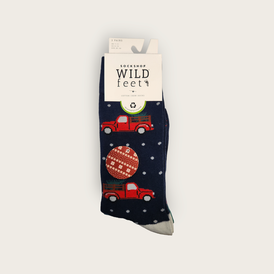 Wild-Feet Novelty Christmas Socks - Red Car