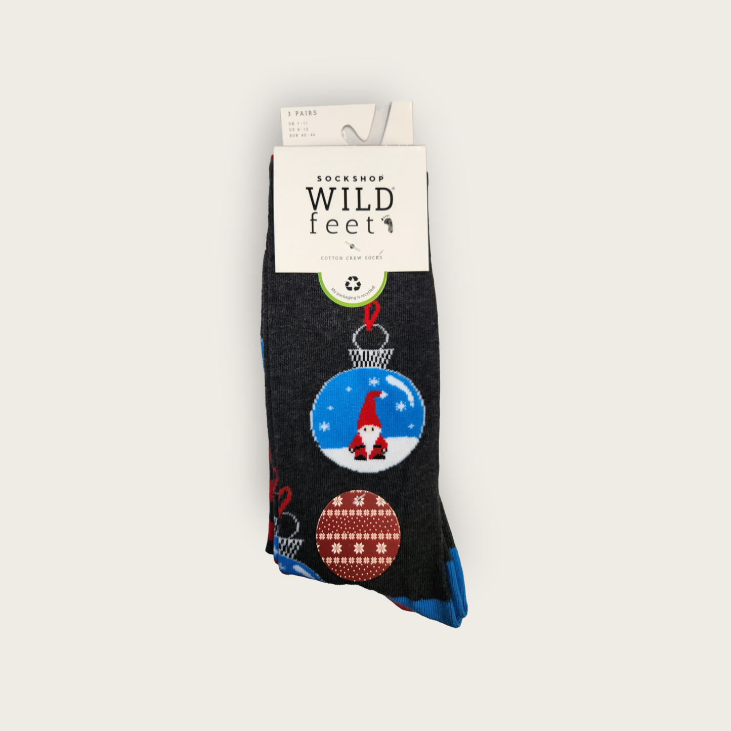 Wild-Feet Novelty Christmas Socks - Santa Bauble