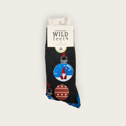 Wild-Feet Novelty Christmas Socks - Santa Bauble