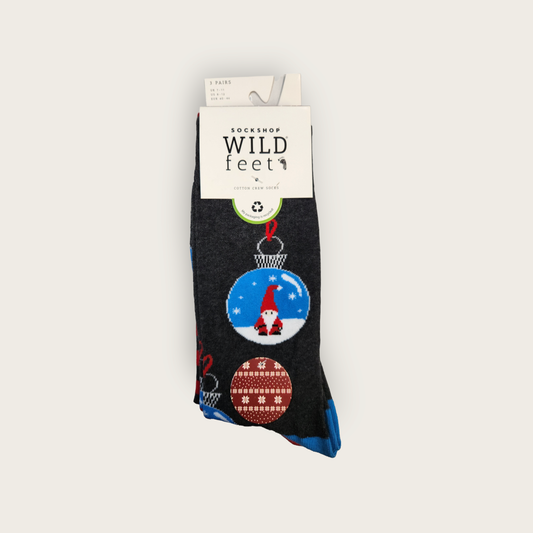 Wild-Feet Novelty Christmas Socks - Santa Bauble