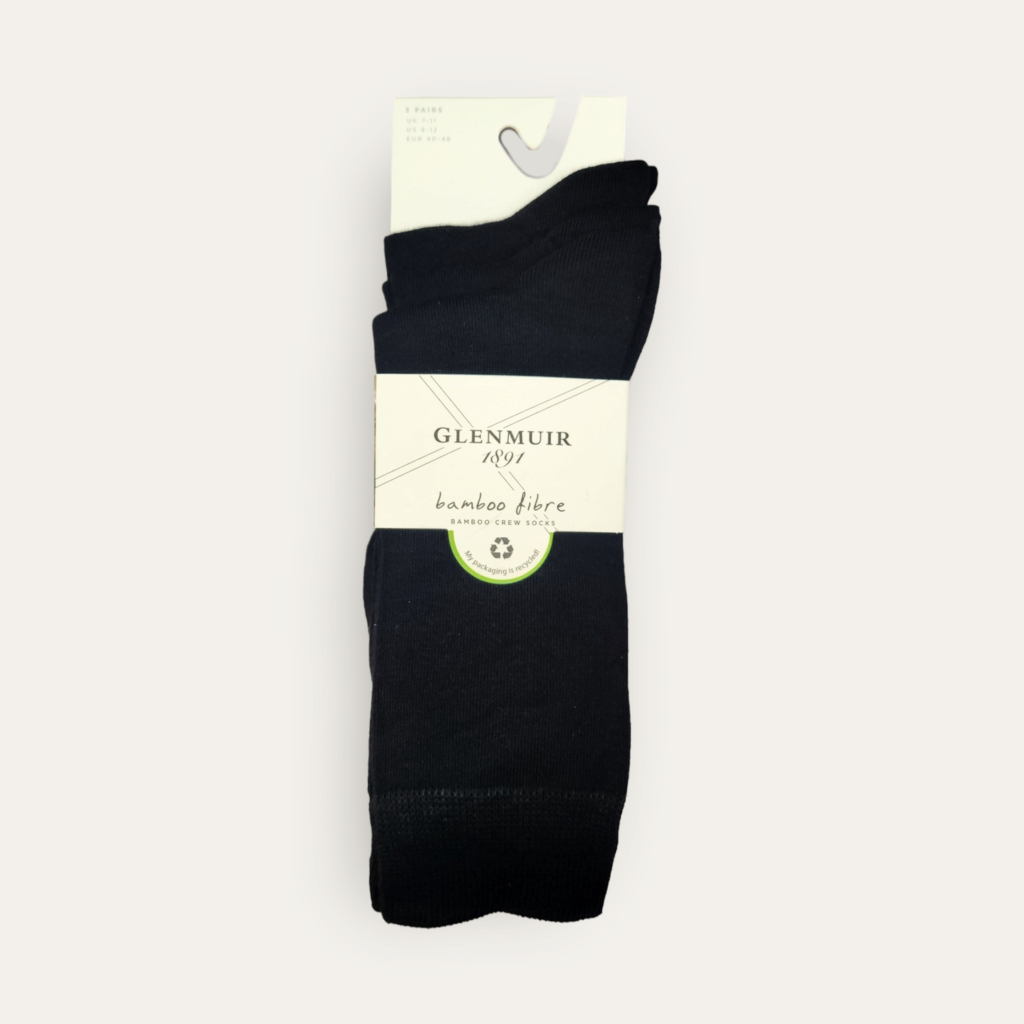 Glenmuir Soft Bamboo 3 Pack Socks - Black