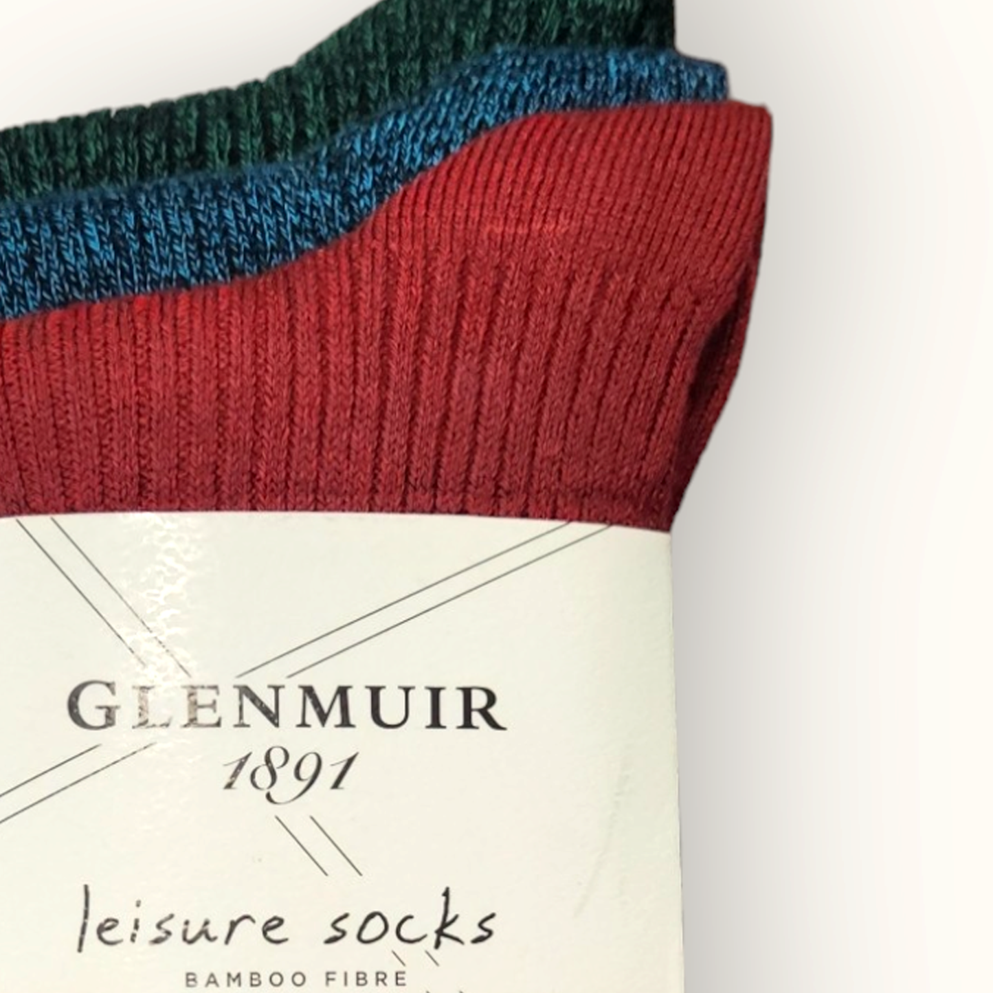 Glenmuir Soft Bamboo 3 Pack Socks - Red/ Blue/ Green