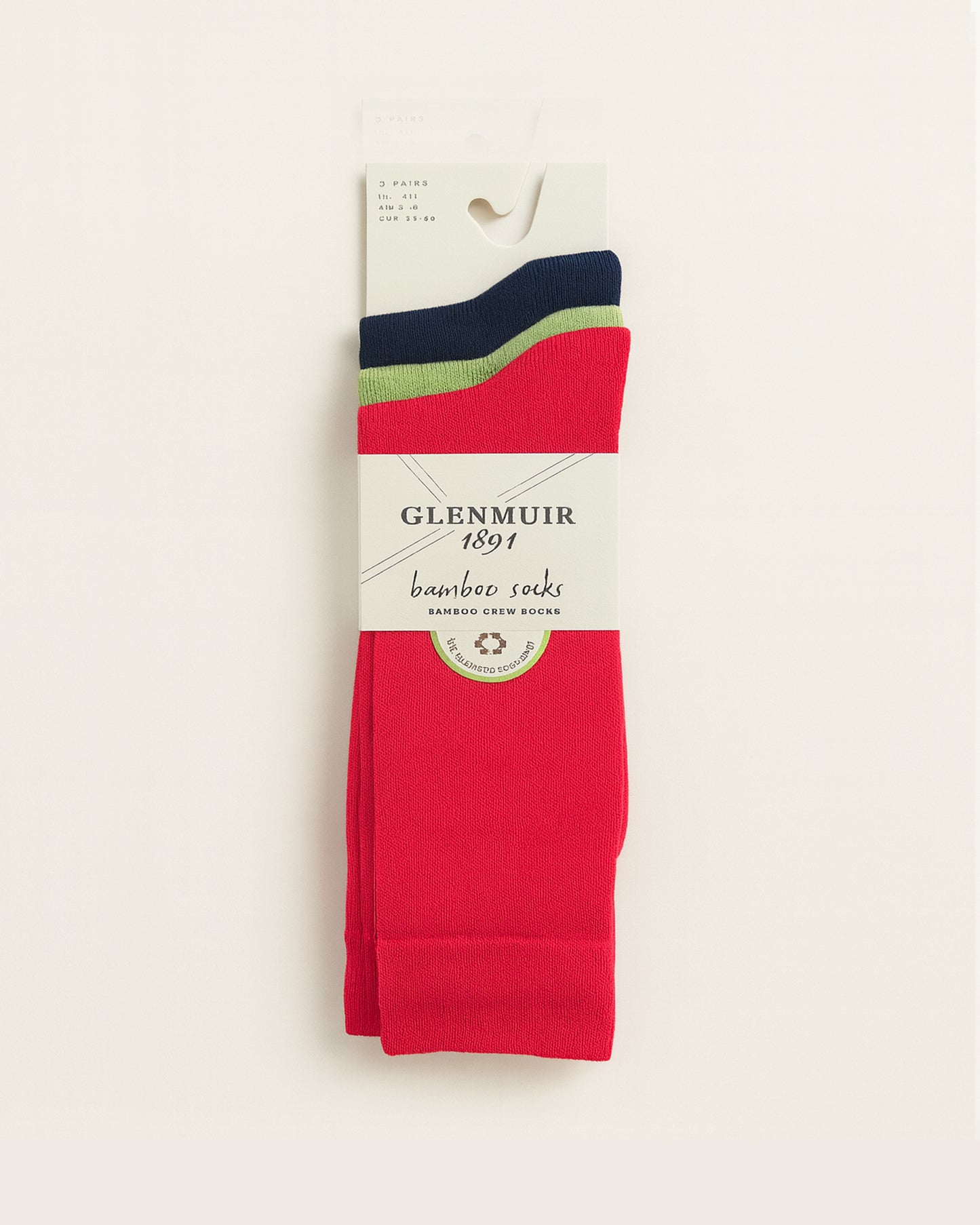 Men’s Classic Bamboo Plain Socks – Red / Green / Navy