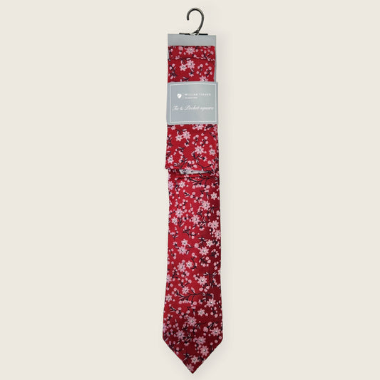 Tie and Hankie Set - Floral Red I138498