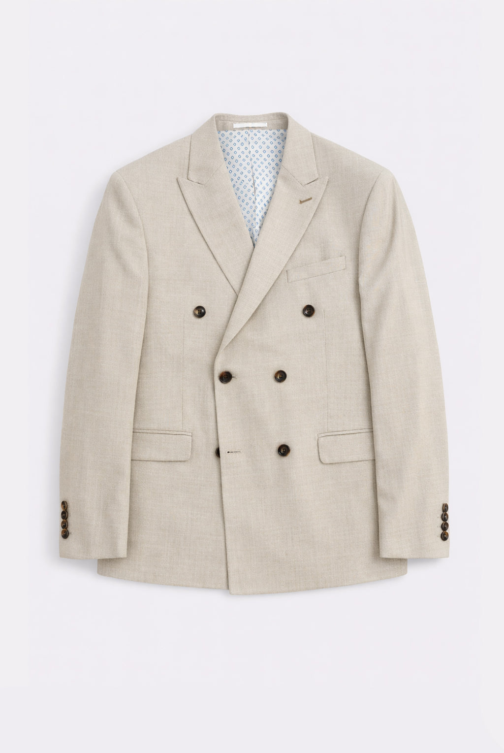 Redding Tailored Fit Double Breasted Jacket - Stone