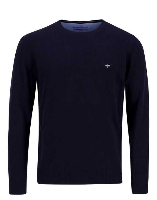 FINE-KNIT SWEATER WITH A CREW NECK - Navy