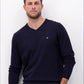 FINELY KNITTED V-NECK COTTON SWEATER - Black