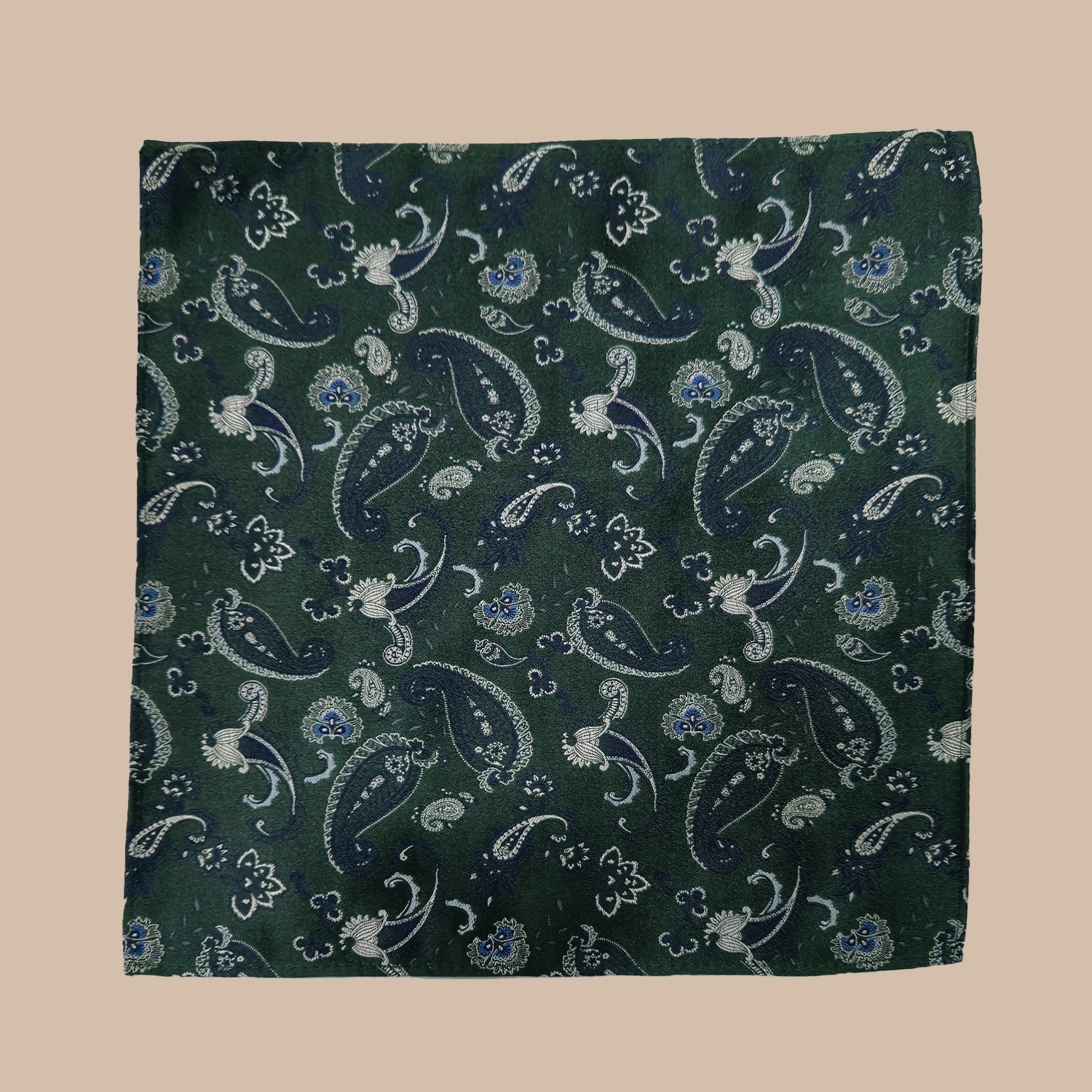 Strong Paisley Print Tie and Hankie - Bottle Green