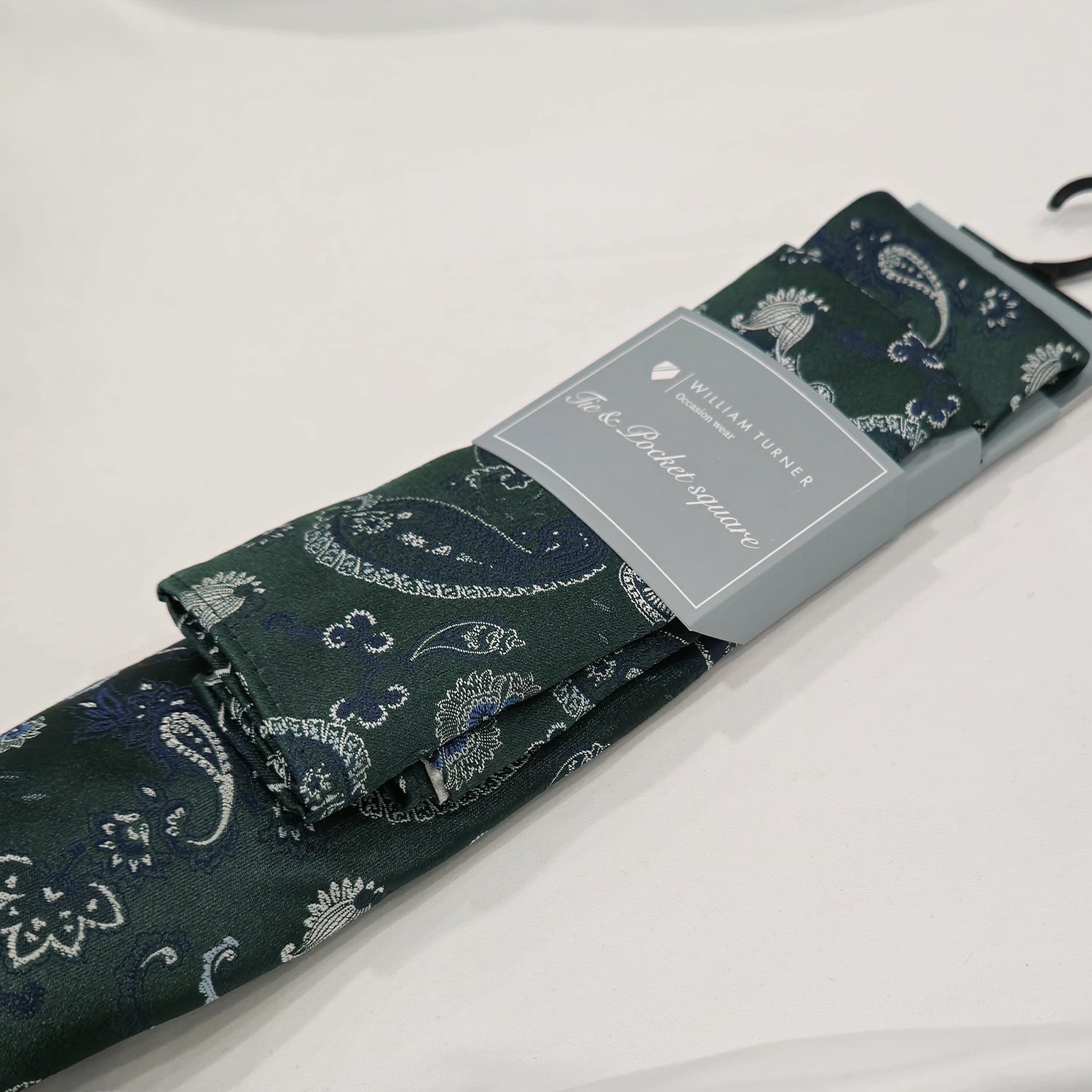 Strong Paisley Print Tie and Hankie - Bottle Green