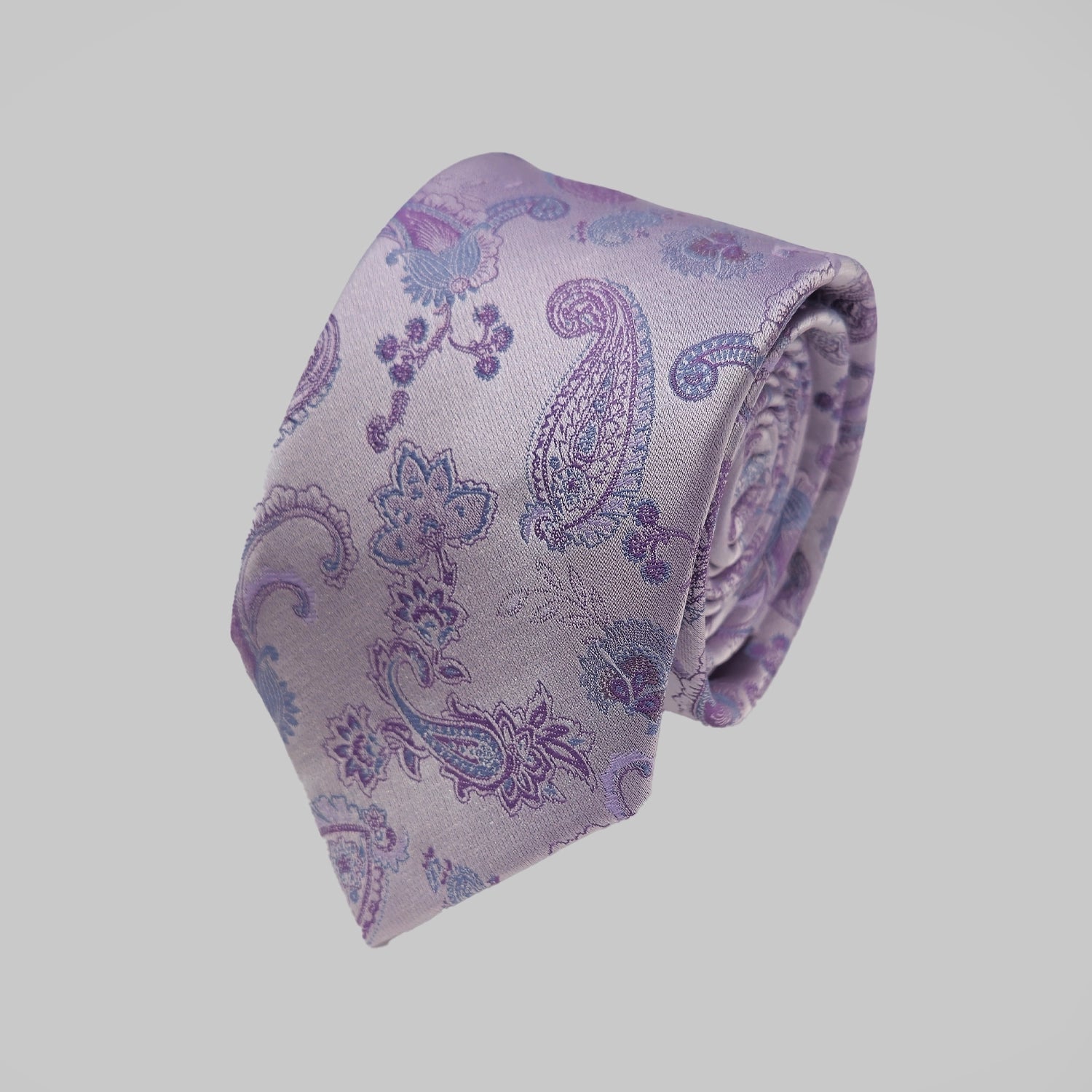 Strong Paisley Print Tie and Hankie - Lilac