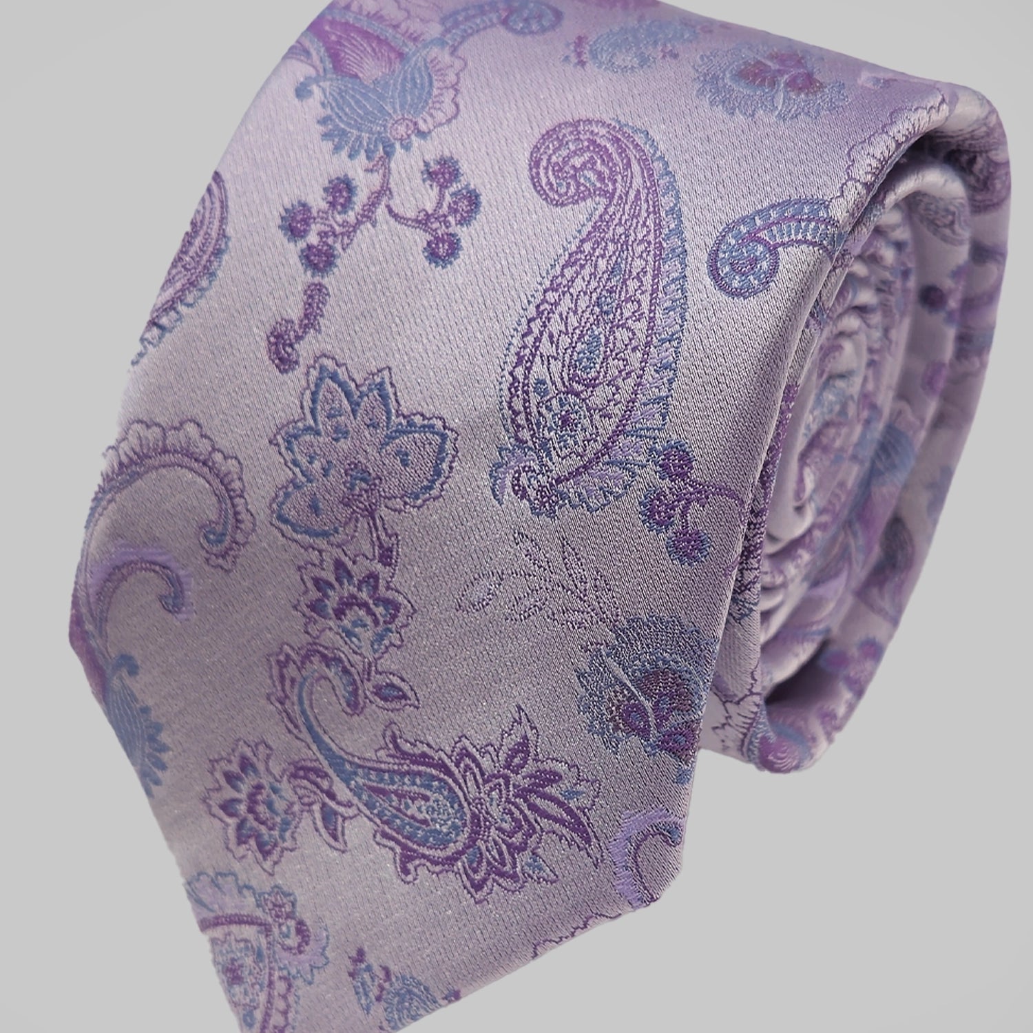 Strong Paisley Print Tie and Hankie - Lilac