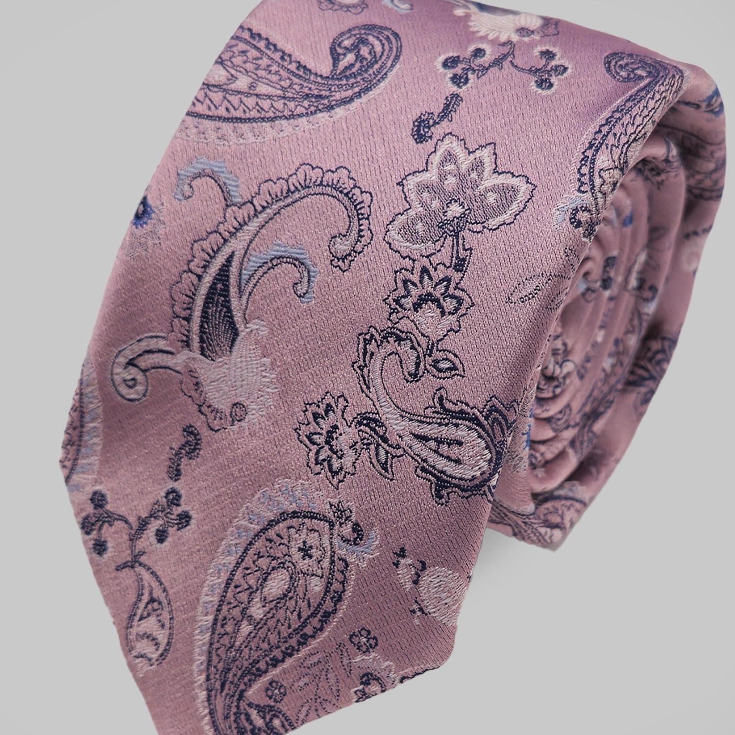 Strong Paisley Print Tie and Hankie - Pink