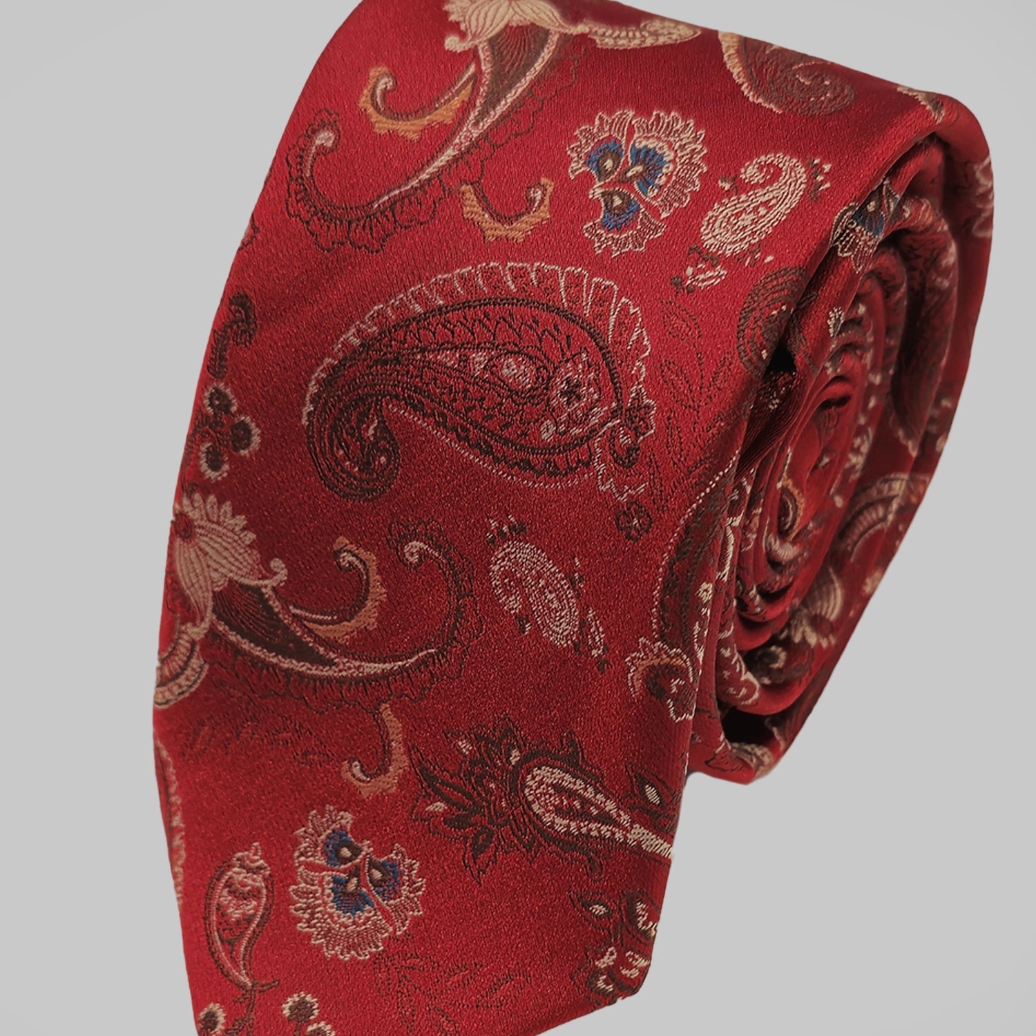 Strong Paisley Print Tie and Hankie - Red