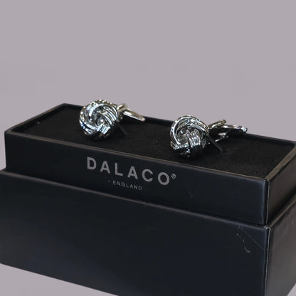 Double Cord Knot Rhodium Plated Cufflinks