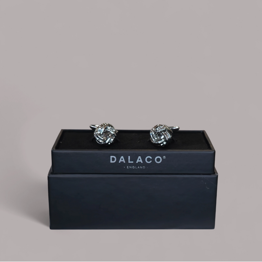 Double Cord Knot Rhodium Plated Cufflinks
