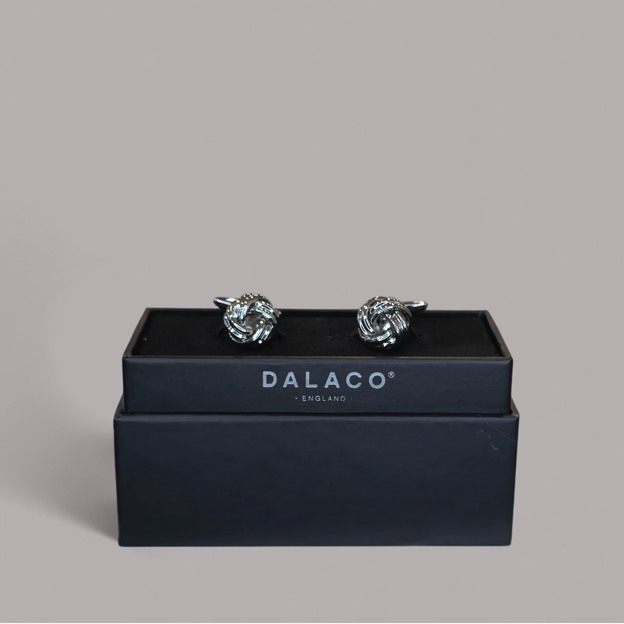 Double Cord Knot Rhodium Plated Cufflinks
