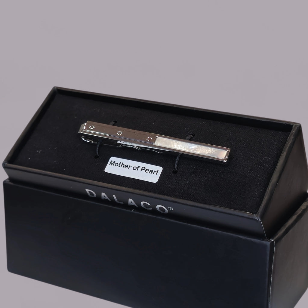 Mother of Pearl Rhodium Tie Bar