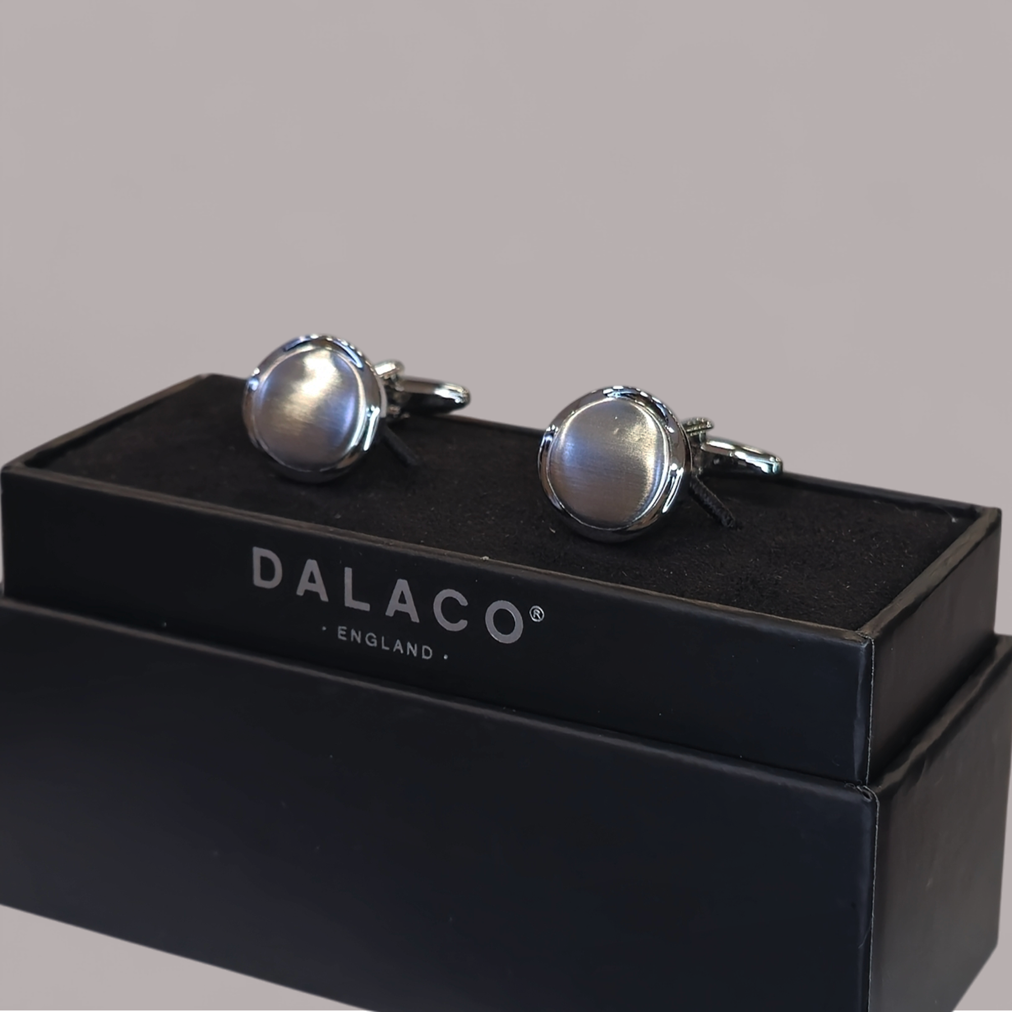 Port Hole Brushed Rhodium Plated Cufflinks