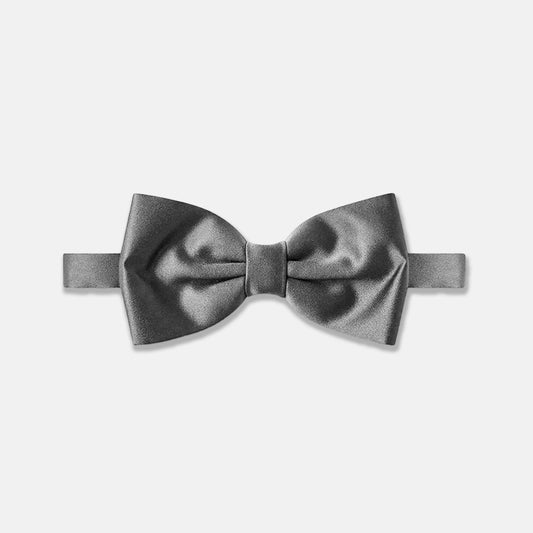 Satin Clip-On Bow Tie - Silver Grey
