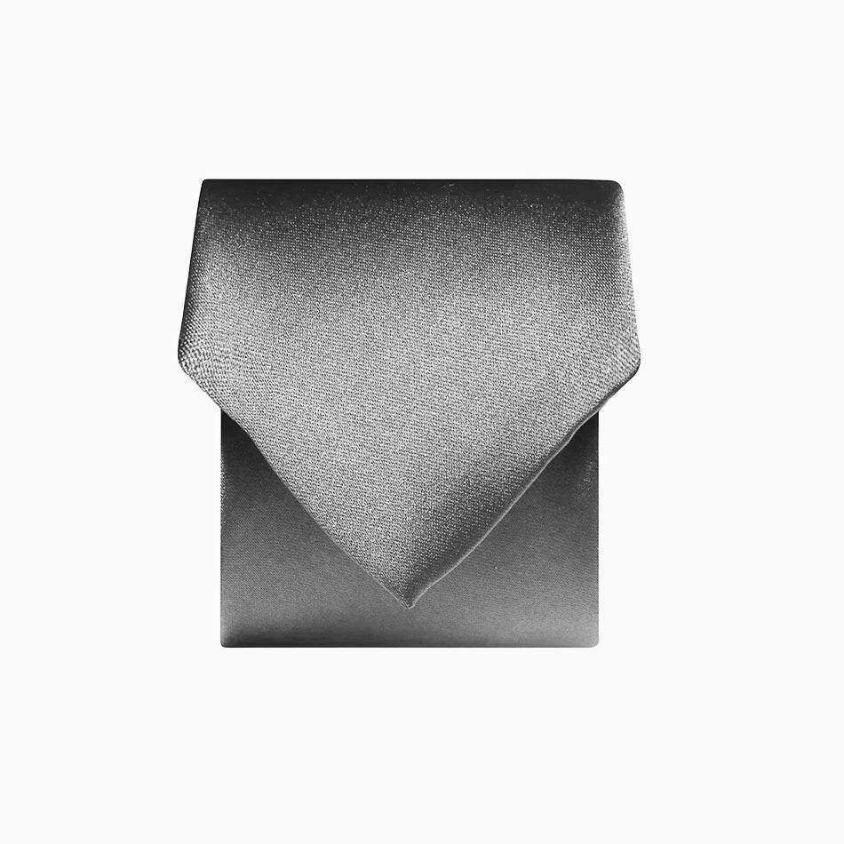 Plain Satin Tie - Silver Grey