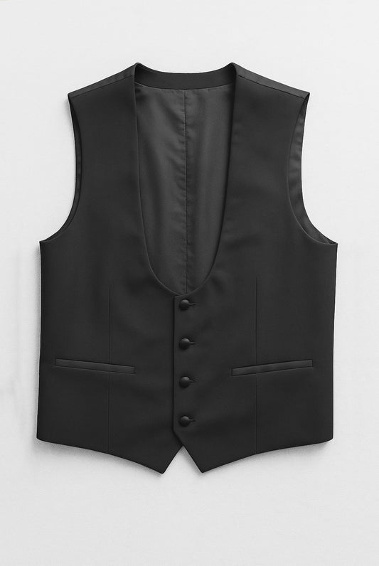 Sinatra Black Scoop Tuxedo Waistcoat