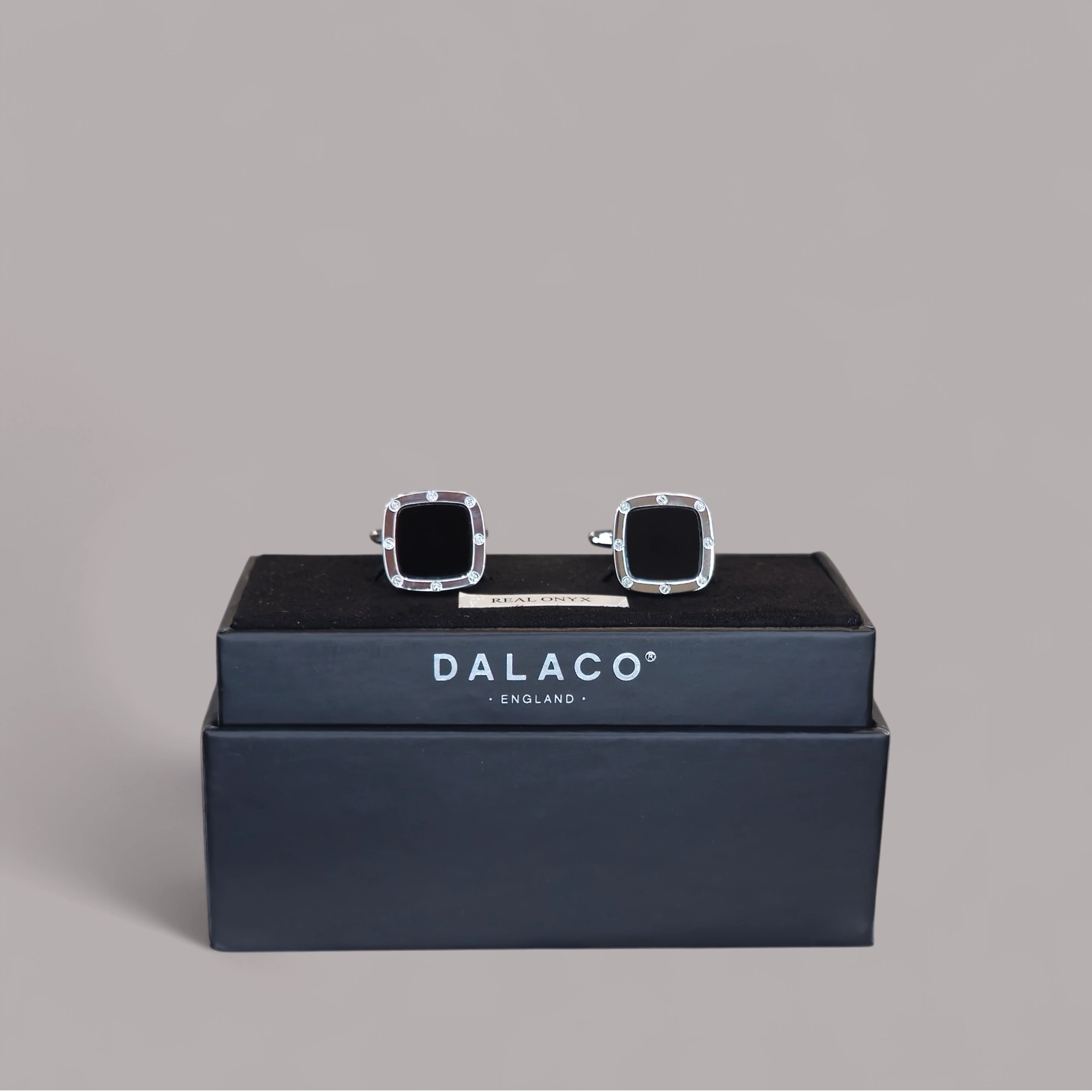 Square Port Hole Black Onyx Cufflinks