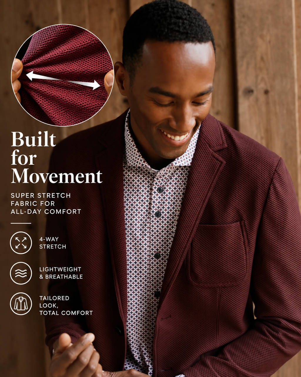Super Stretch Travel Jacket - Bordeaux