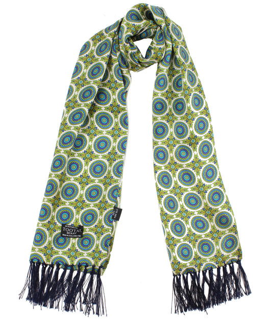 Tootal Lime Green Wheel Design Silk Scarf
