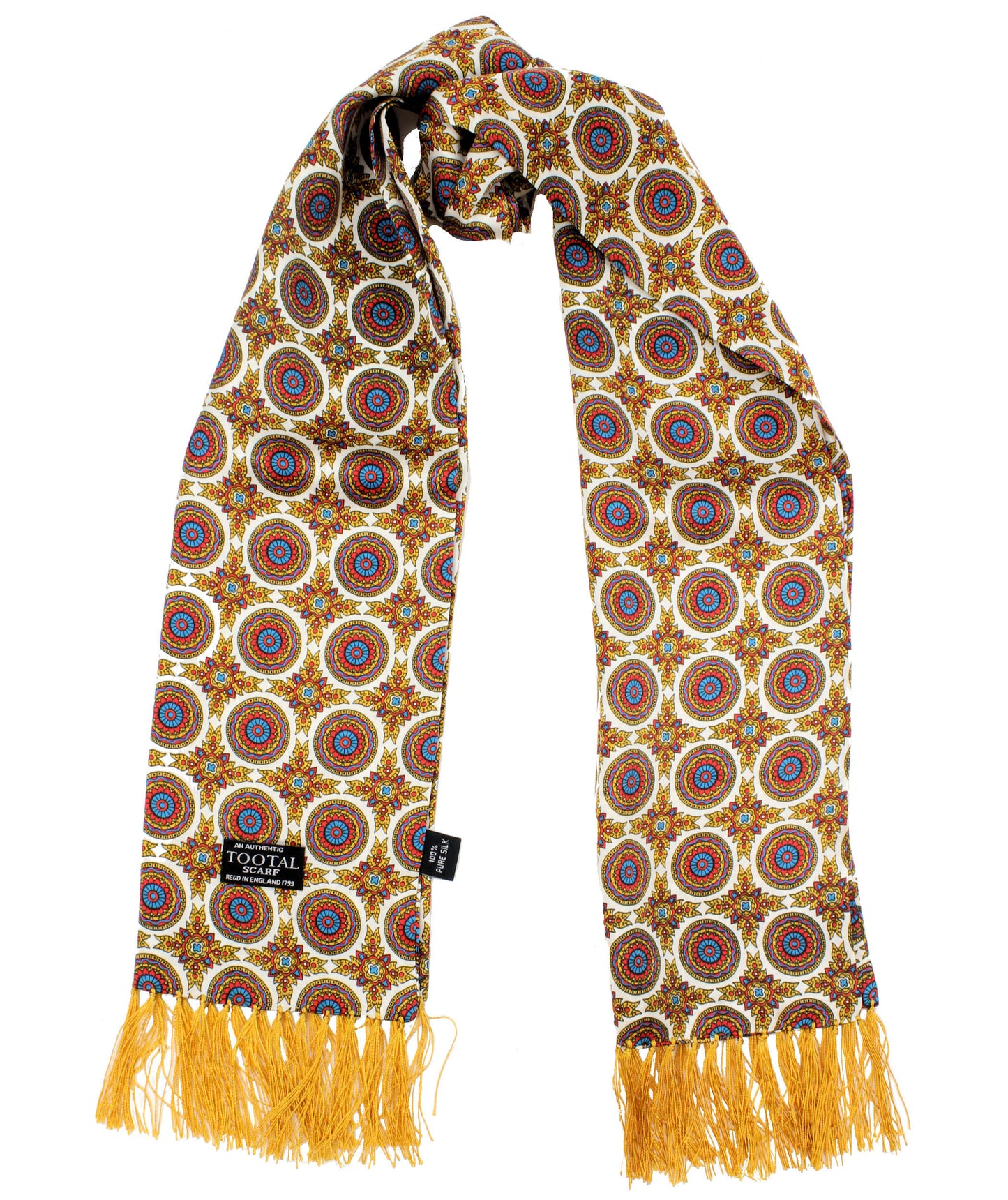 Tootal Golden Wheel Design Silk Scarf