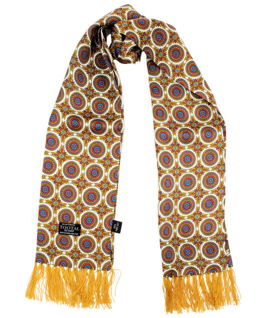 Tootal Golden Wheel Design Silk Scarf