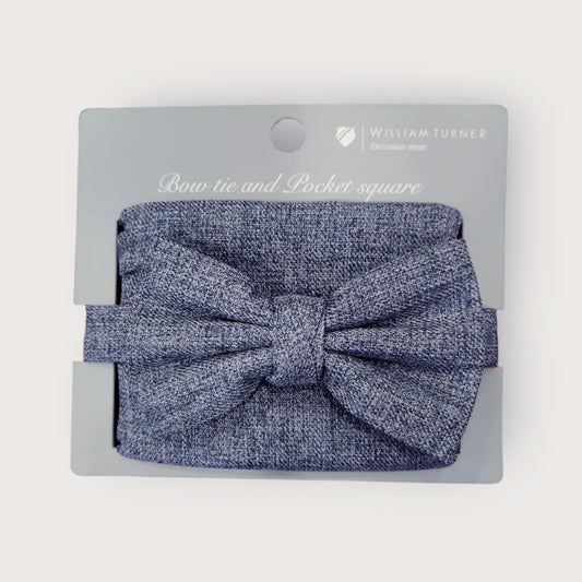 Bow-Tie and Hankie Set - Tweed Blue