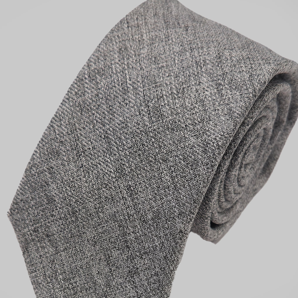 Tweed Tie and Hankie - Light Grey