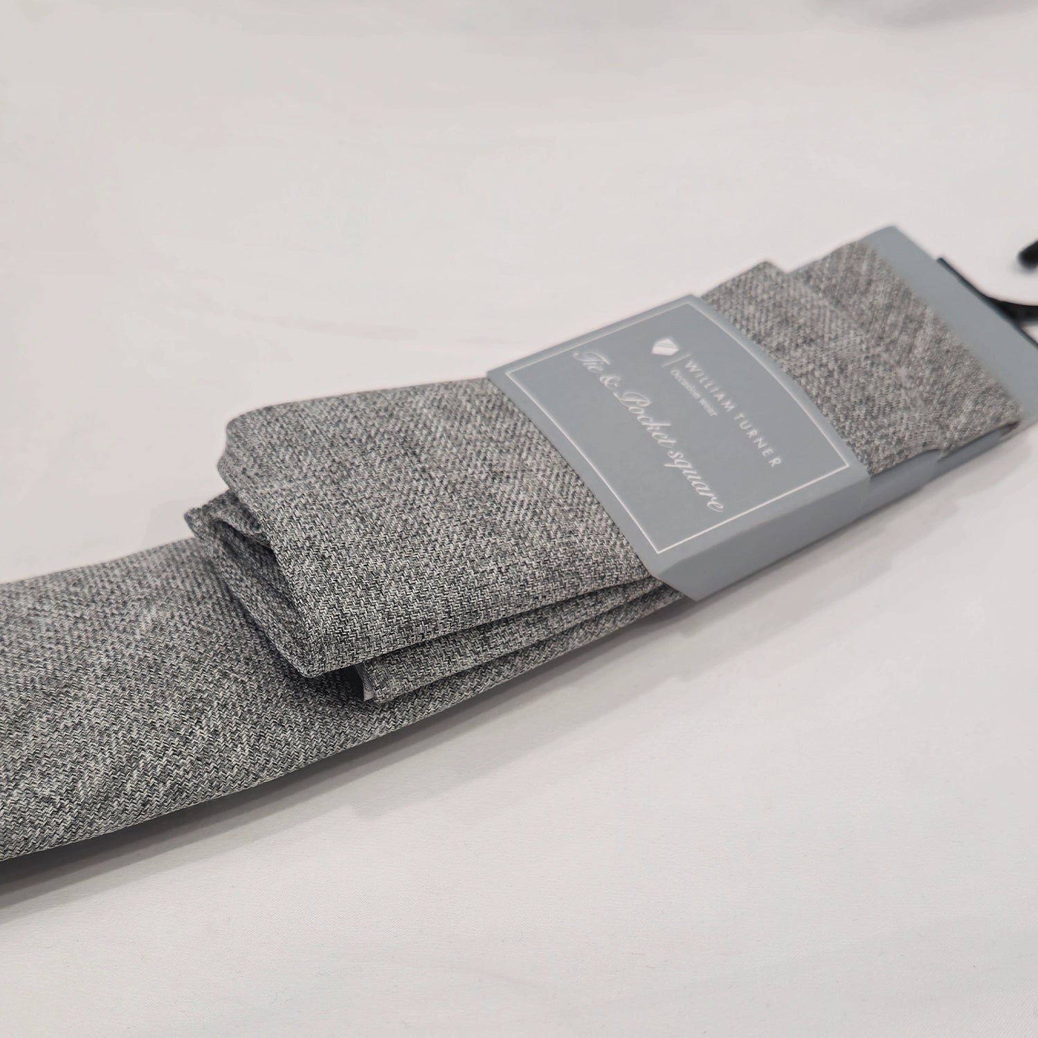 Tweed Tie and Hankie - Light Grey
