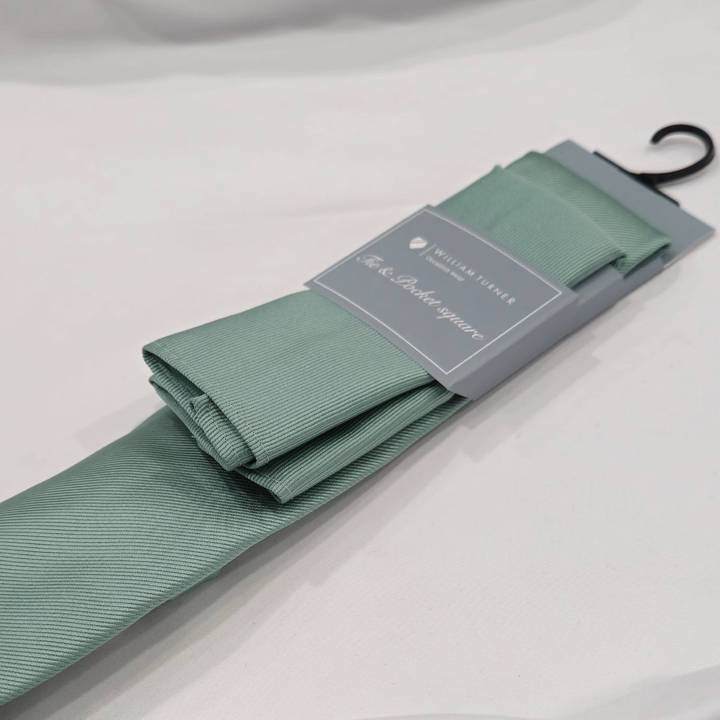Twill Tie and Hankie Set - Sage